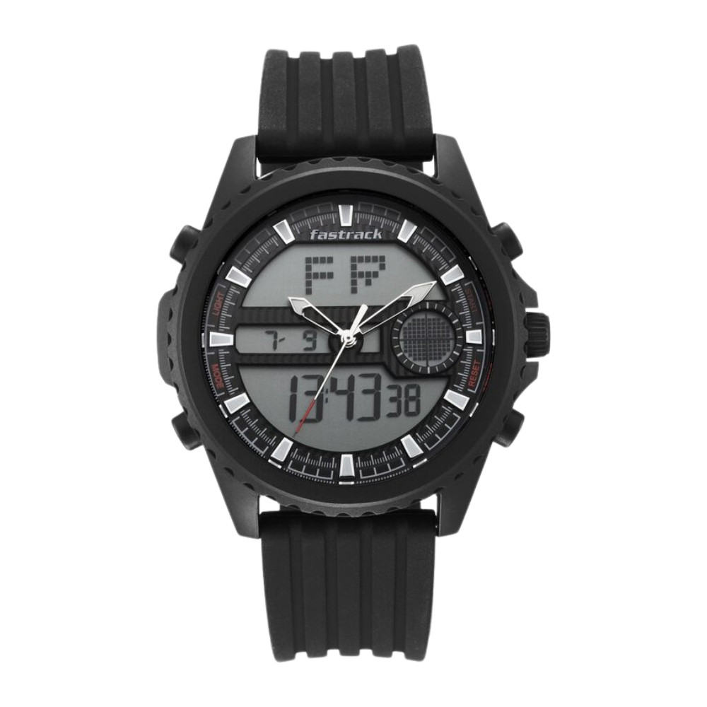 Fastrack NS38064PP01 Streetwear Quartz Analog Digital Black Dial PU Strap Watch1 Fastrack NS38064PP01 Streetwear Quartz Analog-Digital Black Dial PU Strap Watch - Image 1