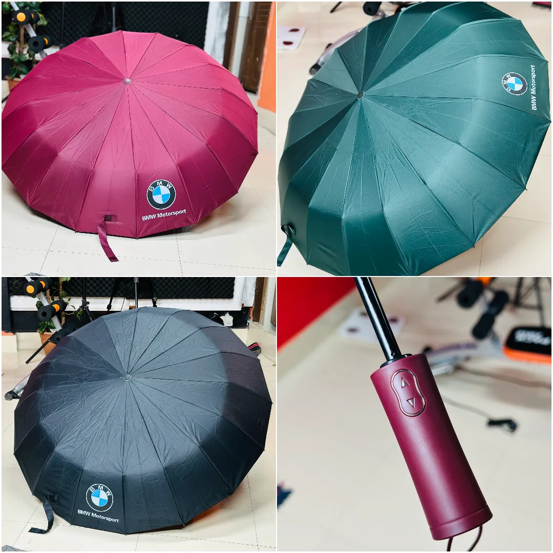 bmw 16 ribs automatic open and close compact umbrella1 BMW 16 Ribs Automatic Open & Close Compact Umbrella - Image 1